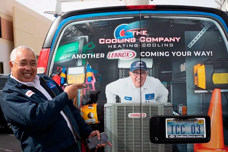 Cooling Company technician at a service vehicle