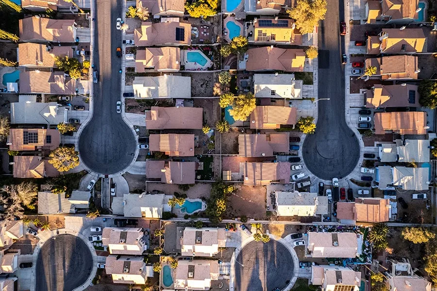 Aerial view of Silverado Ranch neighborhood