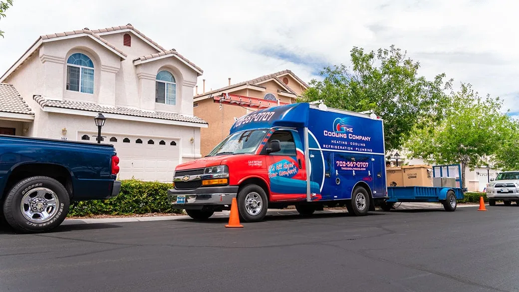 The Cooling Company van at a Las Vegas home for 24/7 AC service