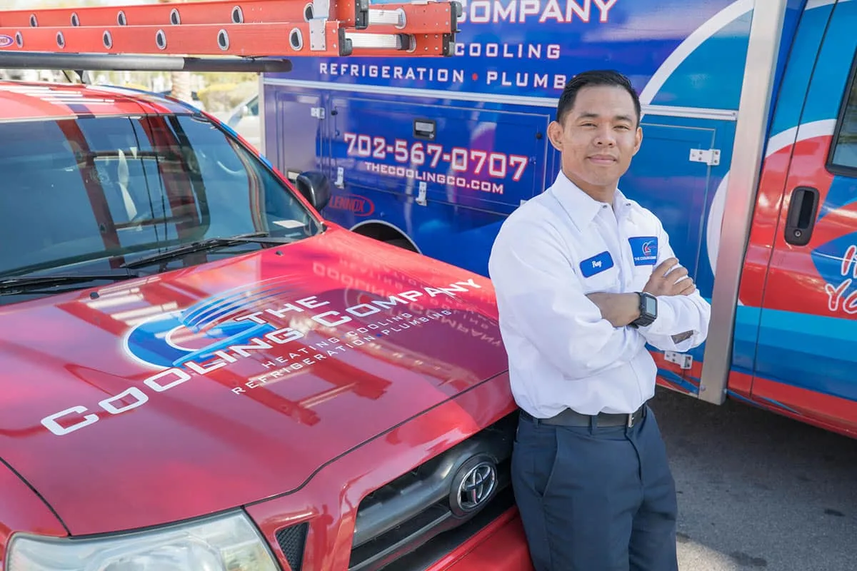 Technician standing by TCC service van